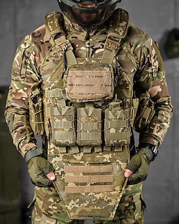 Плитоноска 4 швидкі скидання з напашником Cordura піксель ДЛ63965 Київ - фото 5