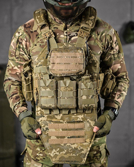 Плитоноска 4 швидкі скидання з напашником Cordura піксель ДЛ63965 Одеса - фото 5