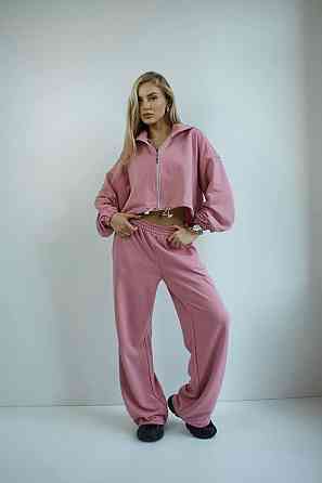 Женский трендовый базовый спортивный костюм двойка трехнить петля 46/48, Пудра Одесса