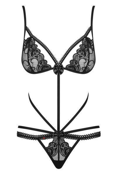 Боді мереживне зі стрепами Obsessive Wonderia чорний, S/M Sex Aura Київ - фото 3