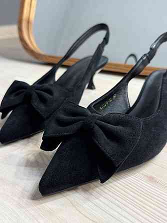 Туфли женские Meideli 2051-12 slingback лодочки с бантом на каблуке черные, 37, 23,5 см Киев