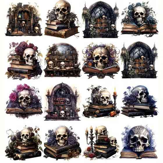 Набор винтажных наклеек с черепами – 20 шт. готические стикеры для декора Киев