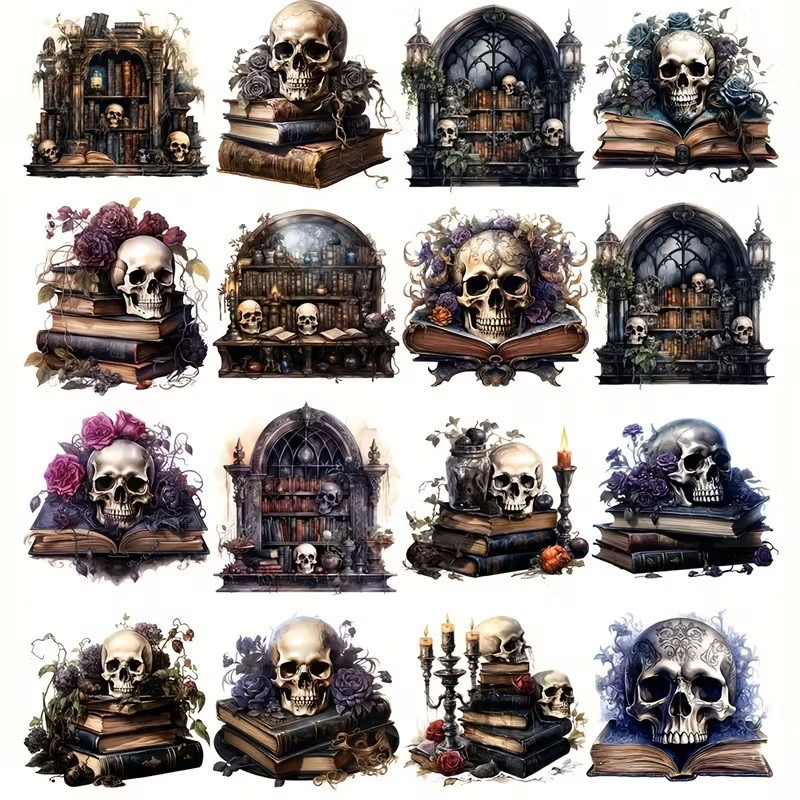Набір вінтажних наліпок із черепами – 20 шт. готичні стікери для декору Київ - фото 1