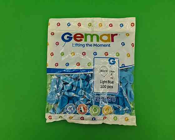 Повітряні кульки 5" (13 см) пастель світло-блакитний 100 шт Gemar (1 пачка) Харків