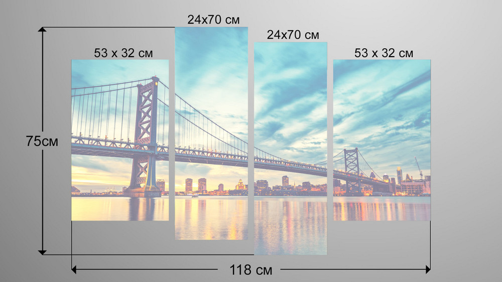 Модульна картина Міст Місто Art-146_4 Київ - фото 3