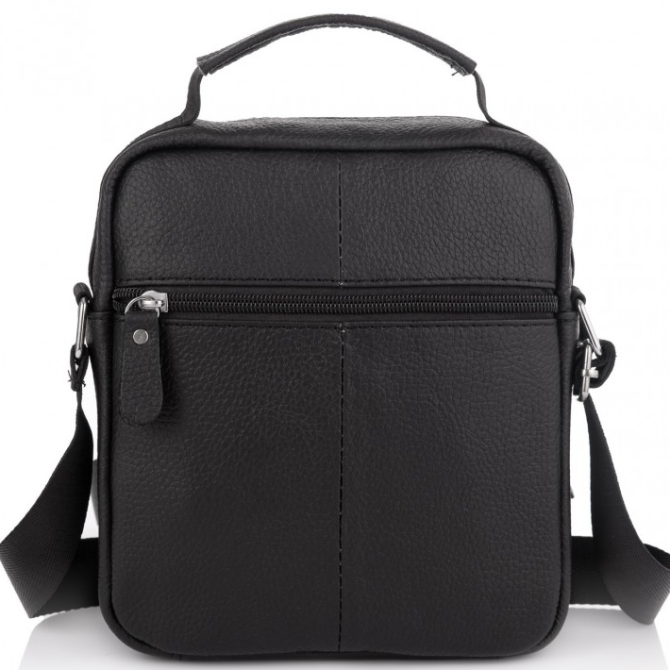 Мужская черная сумка-барсетка 18x22x8, мессендежр из натуральной кожи Tiding Bag M2237A черный Каменское - изображение 7
