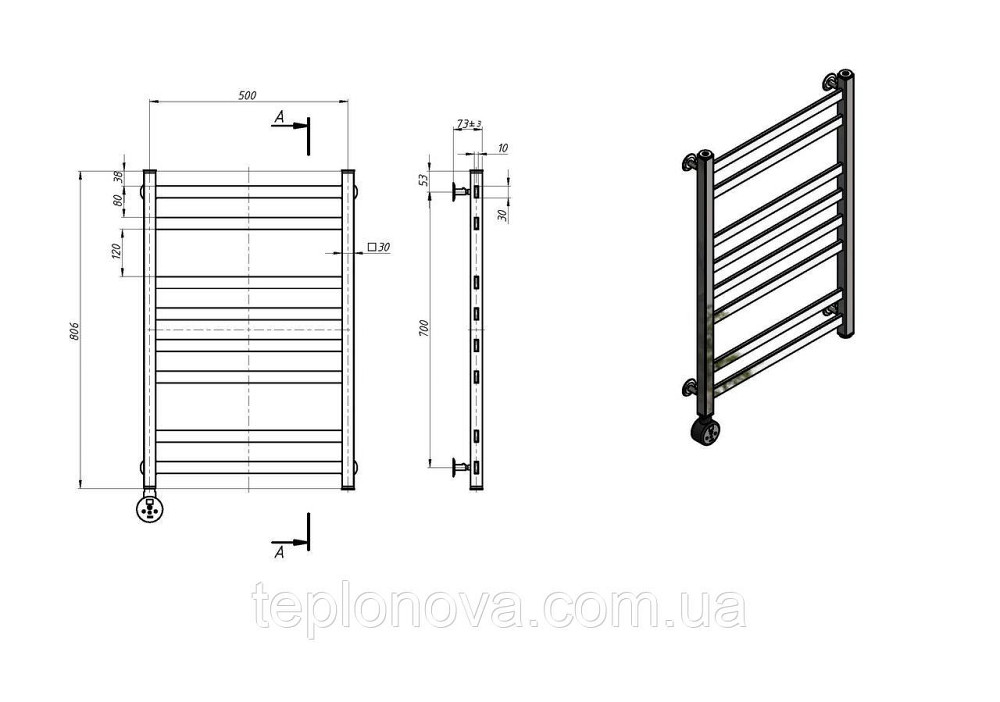 Полотенцесушитель Авангард 500х800 Черновцы - изображение 4