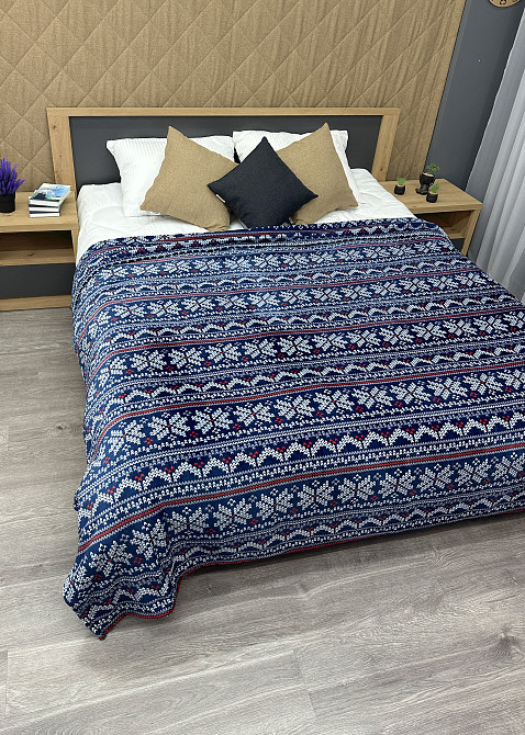 Плед-покривало Decorator WellSoft 200х220 см з різдвяним принтом Синій (87-290) Київ - фото 5