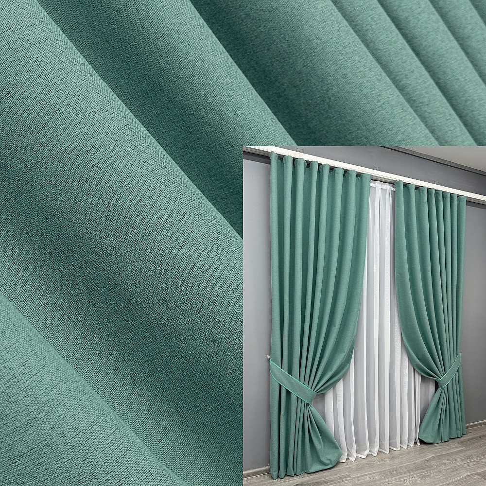 Комплект готовых штор VR-Textil Блэкаут двусторонний ASHEN NIGHT № 1849ш Бирюзовый 200х290 см 2 шт (32-220) Киев - изображение 1