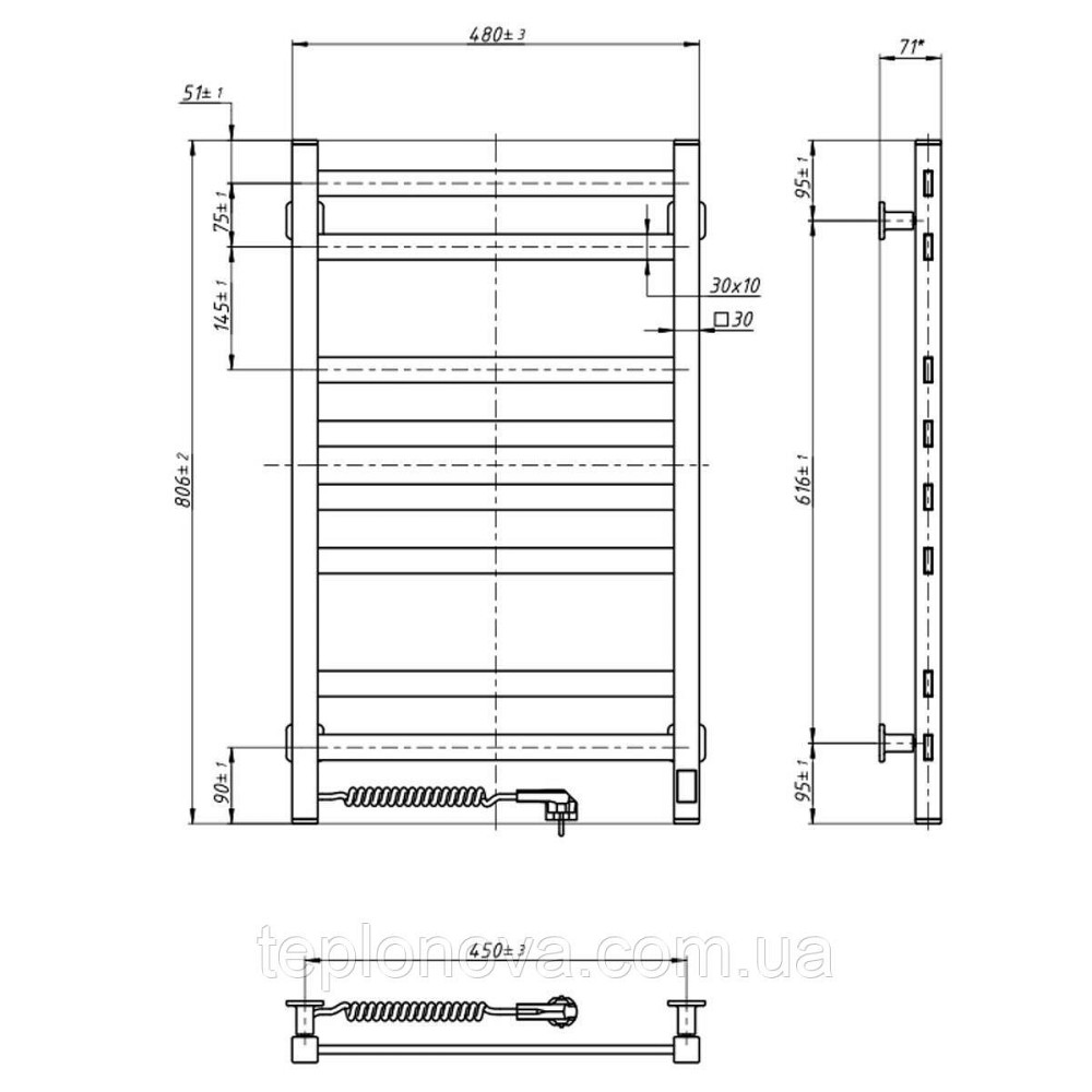 Электрическое полотенцесушитель NAVIN Авангард 480×800 Sensor левый, антрацит Черновцы - изображение 7