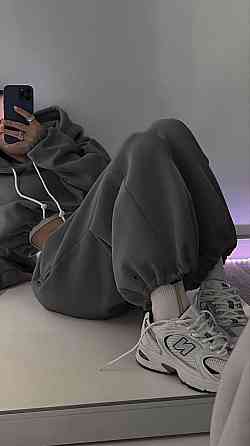 Женский утепленный стильный костюм двойка: худи и джоггеры трехнить на флисе Графит, 42/44 Одесса