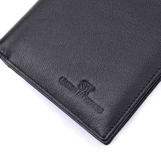Вертикальне чоловіче портмоне з натуральної шкіри ST Leather 22733 Чорний Київ