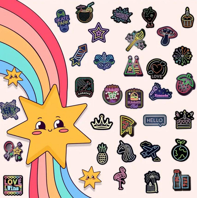 Наклейки з неоновими вогнями, неонові стікери, меми, приколи. Наклейки для комп'ютера, ноутбука, наб Київ - фото 3