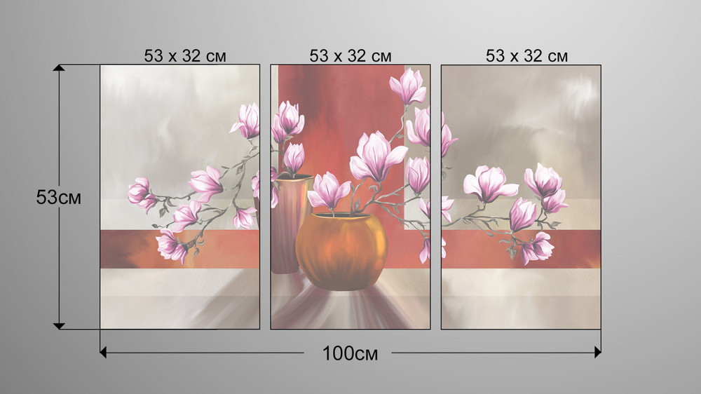 Модульна картина Квіти Магнолія Аrt-130_3А Київ - фото 3