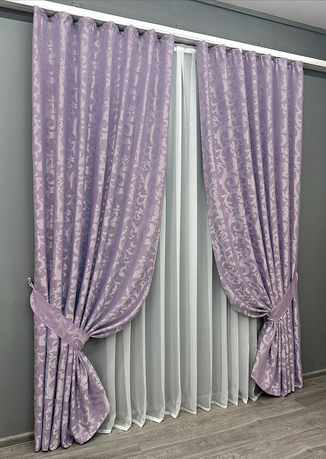 Комплект готових штор VR-Textil Жакард Вензель № 295ш Бузковий 100х270 см 2 шт (31-029) Київ - фото 11