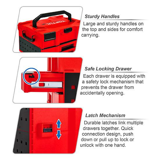 Ящик для інструменту модульний 3 секції 456x372x250 мм (пластик) TOPTUL TBCE0202 Чернігів - фото 3