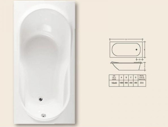 Прямокутна акрилова ванна Rak Ceramics Star (430x1800x900 мм) Біла Вінниця - фото 5