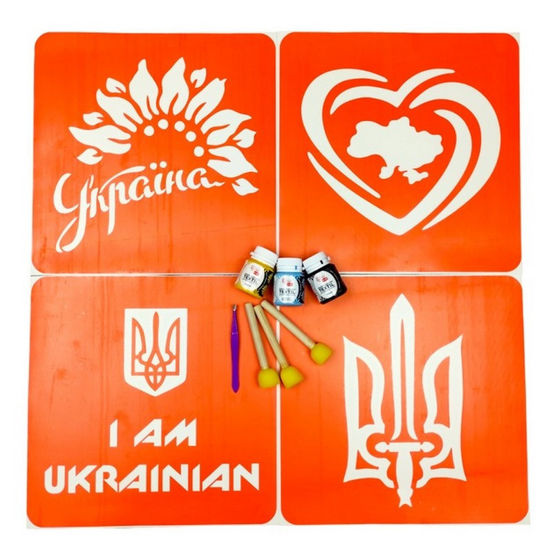 Набір для малювання по тканині "I Am Ukrainian, Тризуб, Мапа України, Україна квітуча" paint-n064-n059-n080-n058 Вінниця - фото 1