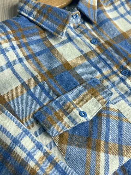 Сорочка жіноча YZY 223 картата оверсайз тепла байка, блакитний, one size Київ - фото 2