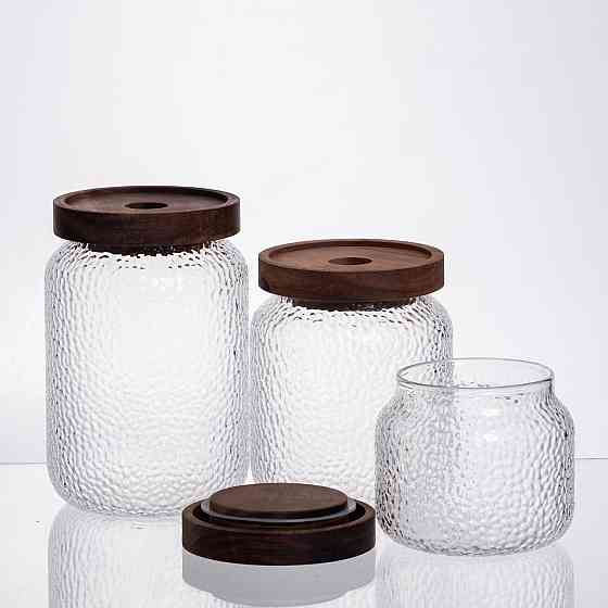 Набор банок для сыпучих продуктов с крышками из бамбука Киев