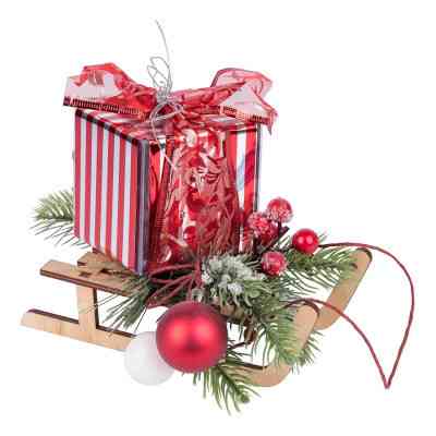 Украшение декоративное YES! Fun композиция Подарок на санках 25 см (904429) Винница