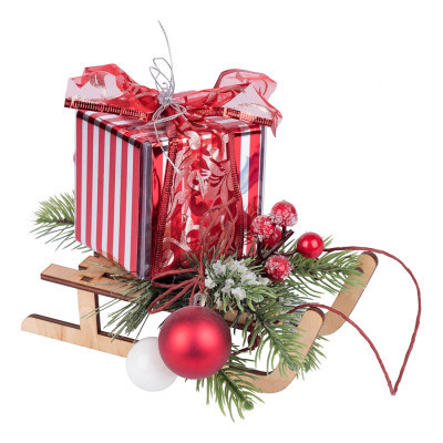 Украшение декоративное YES! Fun композиция Подарок на санках 25 см (904429) Винница - изображение 1