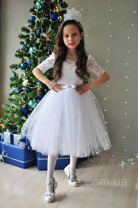 Платье Снежинка Детское нарядное белое платье Снежинка-рукавчик 98-110 Кривой Рог - изображение 3