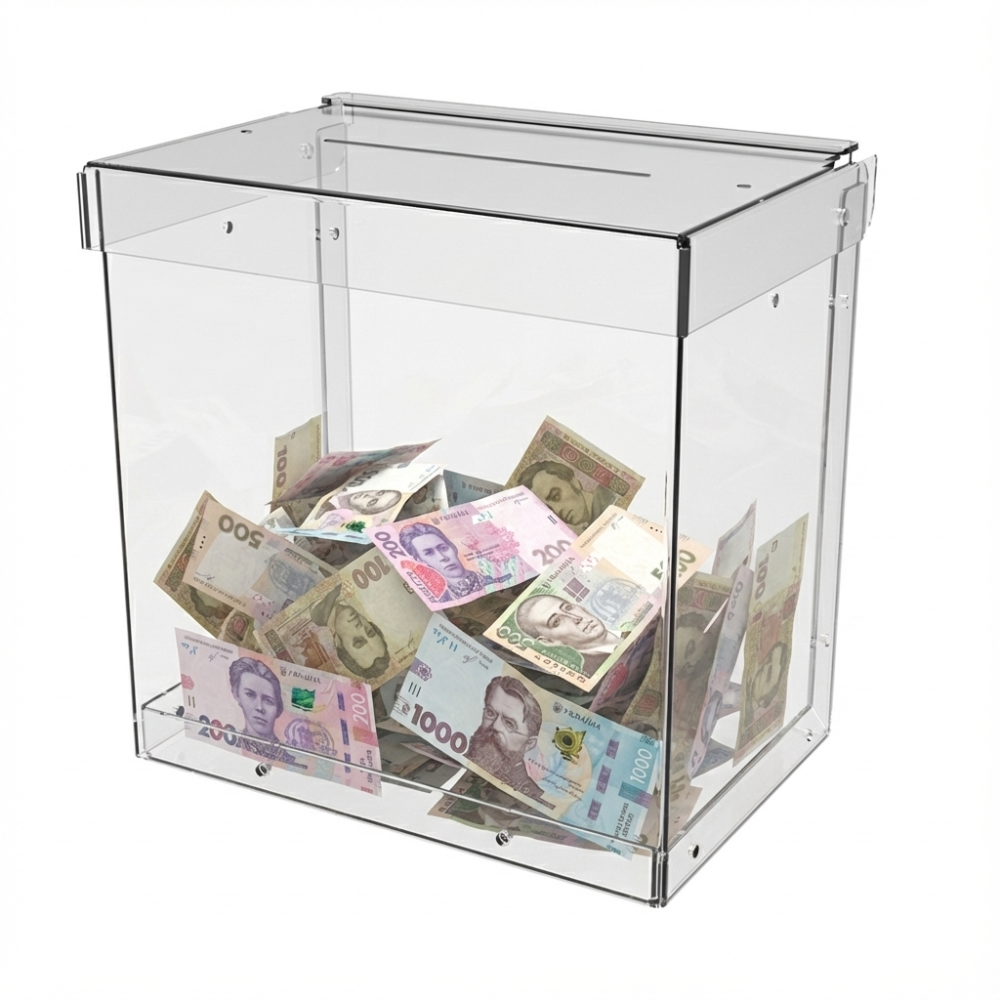 Ящик EKOSTAR без замка для сбора денег 150x150x100 мм. Объем 2,2 литра. Киев - изображение 1