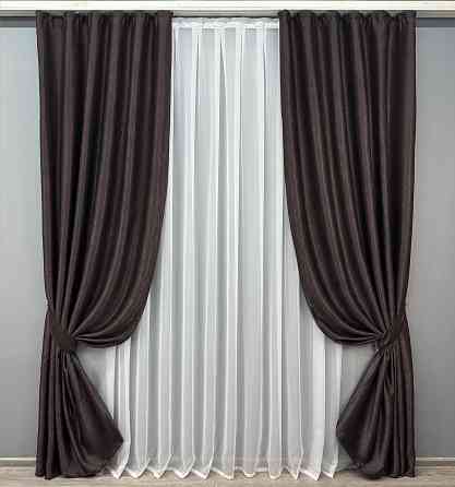 Комплект готових штор VR-Textil Софт № 1166ш Коричневий 100х270 см 2шт (31-523) Київ