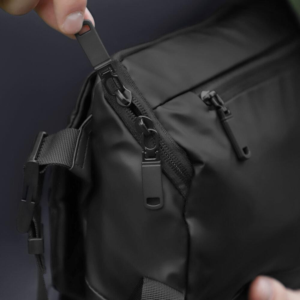 Чоловіча чорна сумка з кишенями на замку Pobedov Modest Київ - фото 5