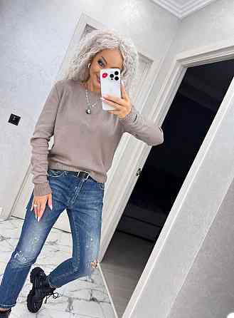 Джемпер кофта в'язаний теплий жіночий базовий Бежевий Київ