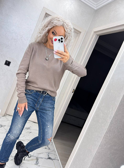 Джемпер кофта в'язаний теплий жіночий базовий Бежевий Київ - фото 2