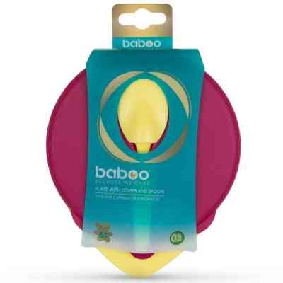 Набір дитячого посуду Baboo тарілочка з кришкою та ложечкою червона (90424) Вінниця