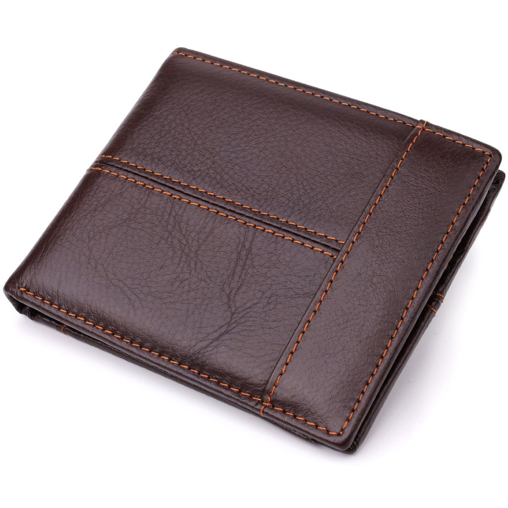 Горизонтальний стильний гаманець з натуральної шкіри Коричневий (Vintage) Київ - фото 9