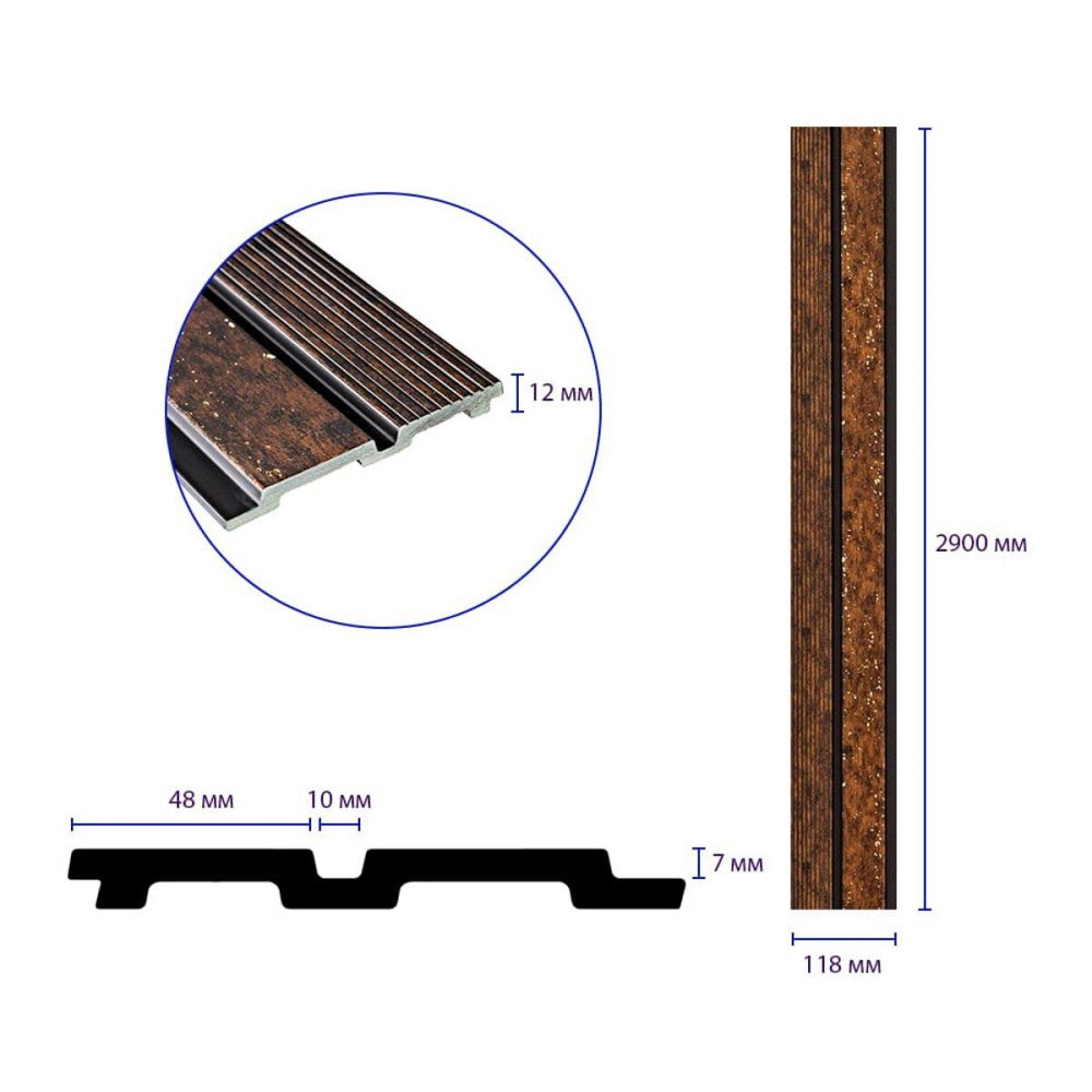 Рейка декоративная PS 2900х118х12мм Медный с золотыми вкраплениями SW-00001747 Днепр - изображение 9