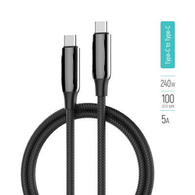 Дата кабель USB-C to USB-C 1.0m (PVC+Aluminum Alloy) (PD Fast Charging 240W) 5А black ColorWay (CW-CBPDCC069-BK) Винница - изображение 2