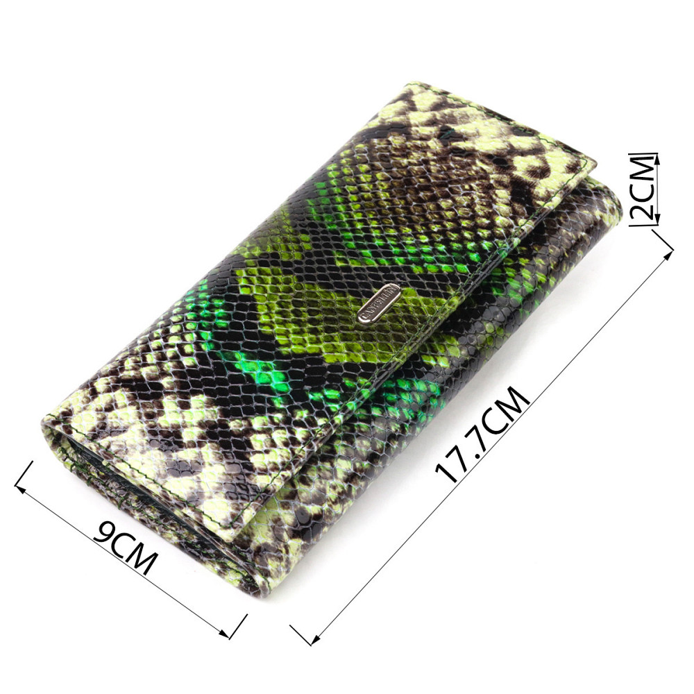 Красивый горизонтальный женский кошелек из натуральной кожи с тиснением под змею (CANPELLINI) Киев - изображение 7