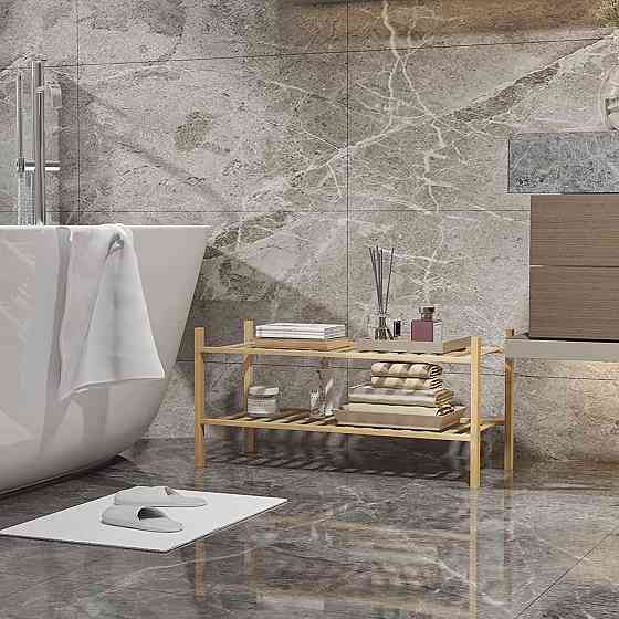 Полка для обуви деревянная для дома в гардероб или прихожую, двухъярусная напольная этажёрка Каменец-Подольский