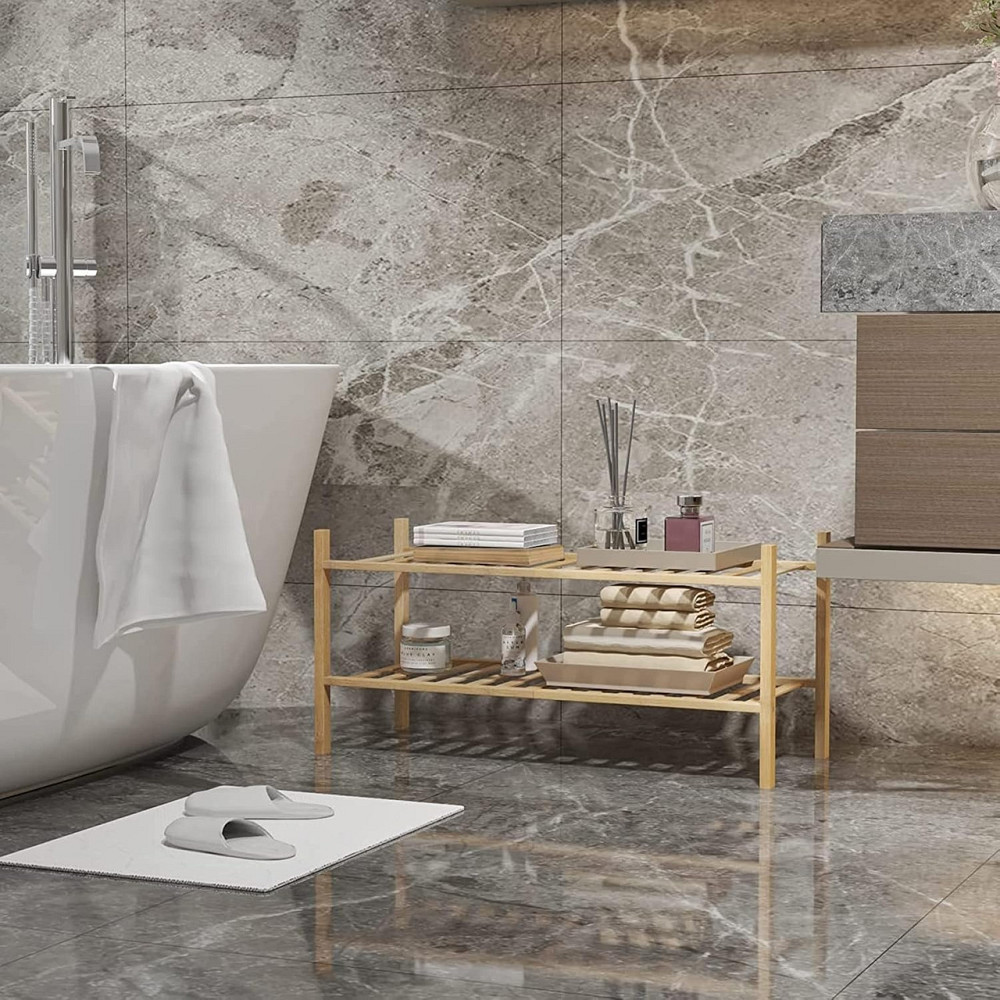 Полка для обуви деревянная для дома в гардероб или прихожую, двухъярусная напольная этажёрка Каменец-Подольский - изображение 6