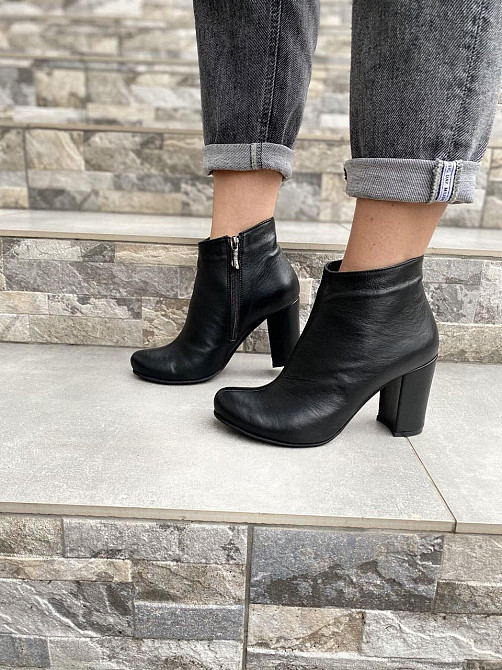 Nivelle Класичні черевики жіночі з натуральної шкіри чорні на підборах весна-осінь демісезонні Коломия - фото 8