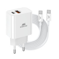 Зарядний пристрій RivaCase 2хUSB-А + Type-C PD 20W+QC3.0 кабель Type-C white (PS4102 WD4 (White)) Киев - изображение 1