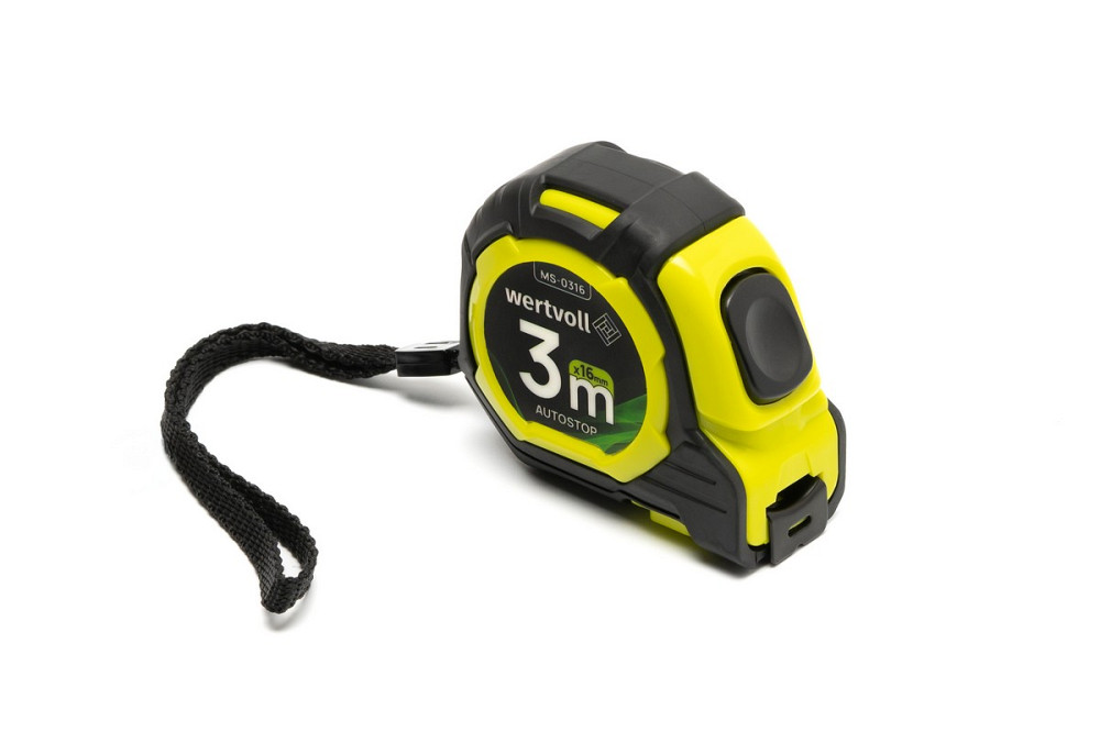 WERTVOLL Рулетка WERTVOLL 3 м×16 мм дві кнопки AUTOSTOP покриття TPR нейлонове покриття протико Київ - фото 9