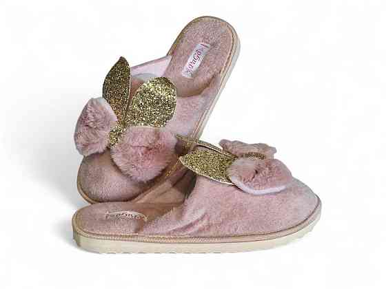 Хатні капці, кімнатні жіночі зайчики з блискучими вушками. пудра. , 36 - 42 розмір 40 Одеса