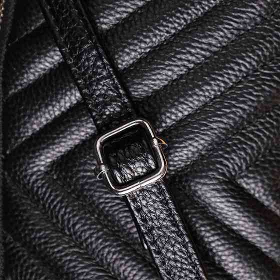 Сумка прошита трикутниками із натуральної шкіри Чорний (Vintage) Київ