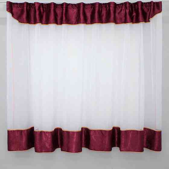 Кухонная занавеска VR-Textil № 00к белый с бордовым 280х170 см (59-804) Киев