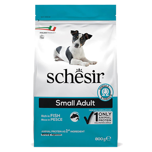 Schesir Dog Small Adult Fish ШЕЗІР ДОРОСЛИЙ МАЛИХ РИБА сухий монопротеїновий корм для собак малих порід Київ - фото 1