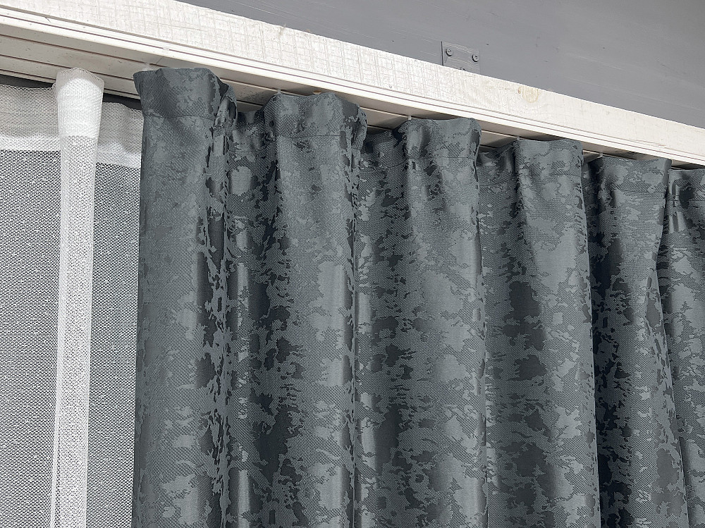 Комплект штор VR-Textil Льон Мармур 150х270 2шт і Тюль 500х270 1262ш-1672т Графітовий з білим 71-165/4 Київ - фото 8