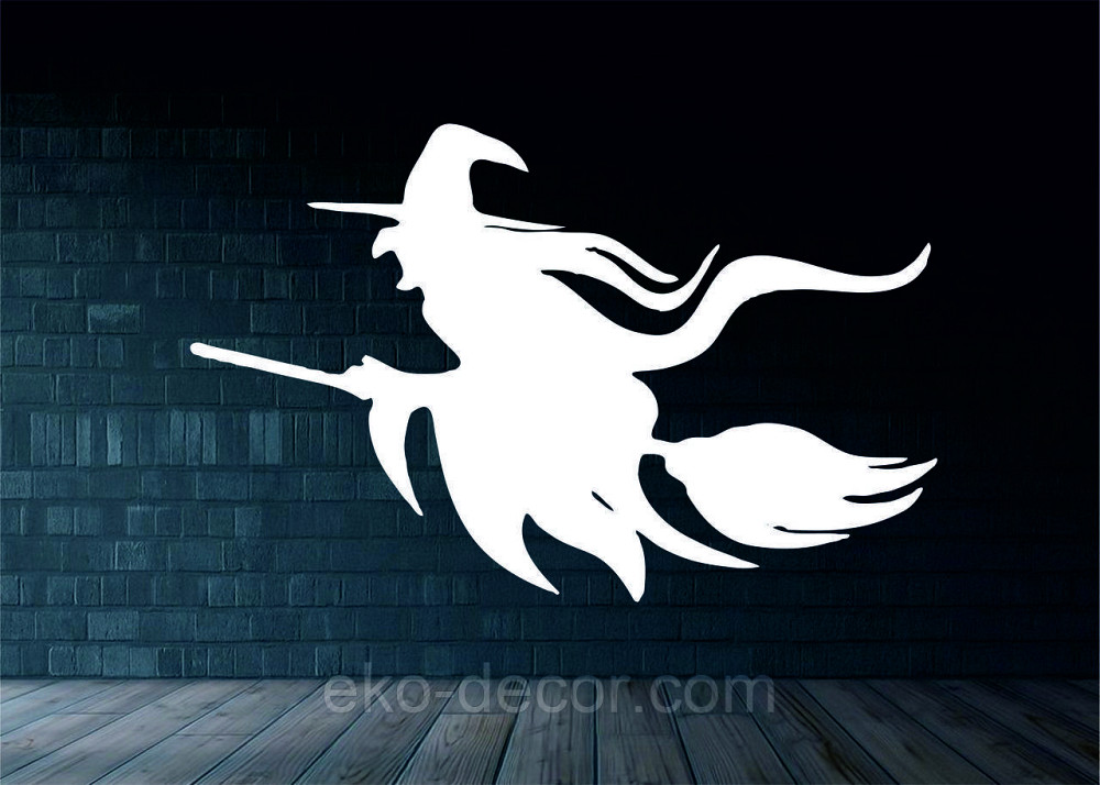 Декоративное настенное Панно «Ведьма на метле с котом», Декор на стену 90*54 см, Белый Киев - изображение 7