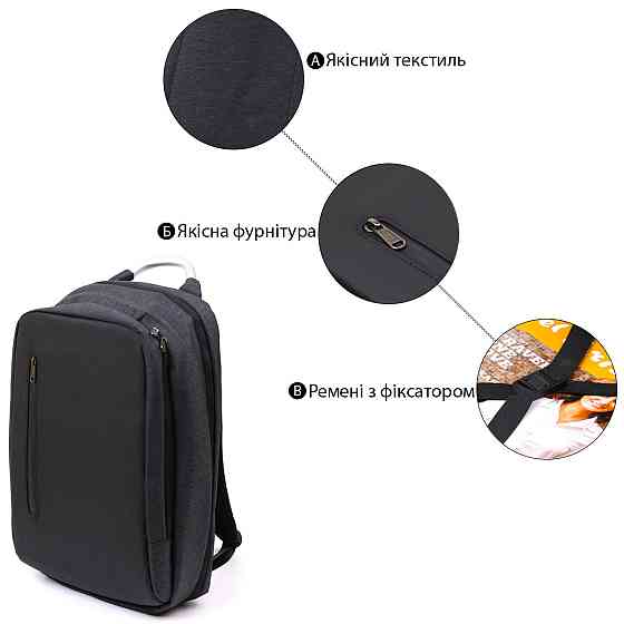 Добротний чоловічий рюкзак із текстилю Vintage 20490 Чорний Київ