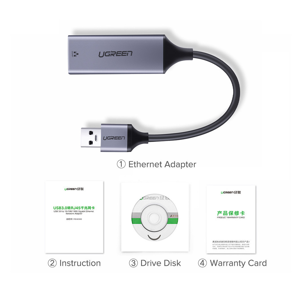 Зовнішня мережева карта / Мережевий адаптер USB 3.0 Gigabit Ethernet LAN RJ45 Ugreen 50922 (10/100/1000Mbps) Миколаїв - фото 9